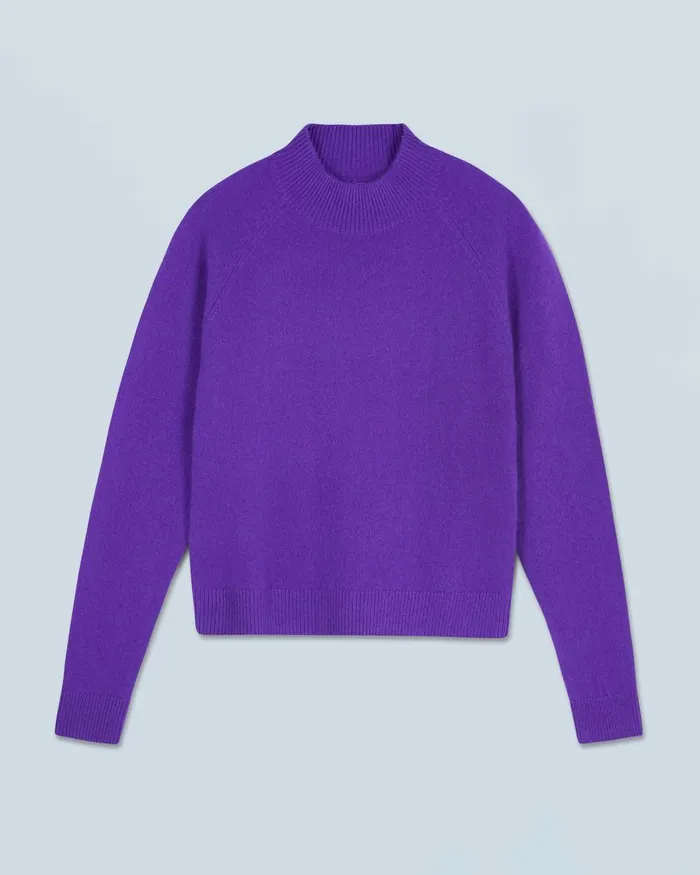 Women Cashmere Sweaters From Future Lightweight Mock Neck Sweater Pop Purple