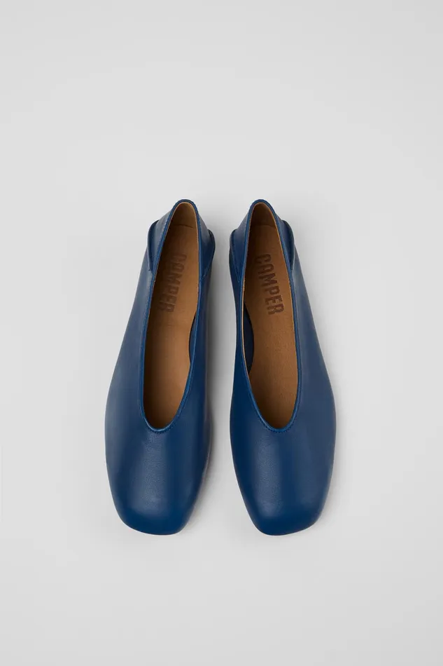 Women Casi Myra Blue Leather Ballerinas Camper Ballerinas