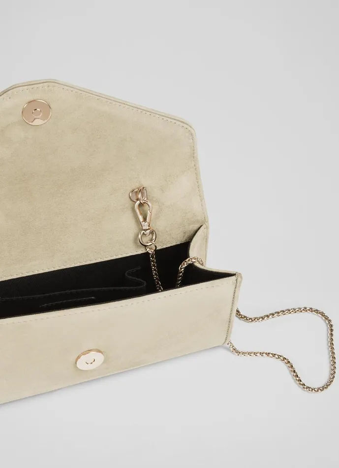 Women Clutch Bags LKBennett Dominica Beige Suede Clutch Bag Women Clutch Bags LKBennett Dominica Beige Suede Clutch Bag