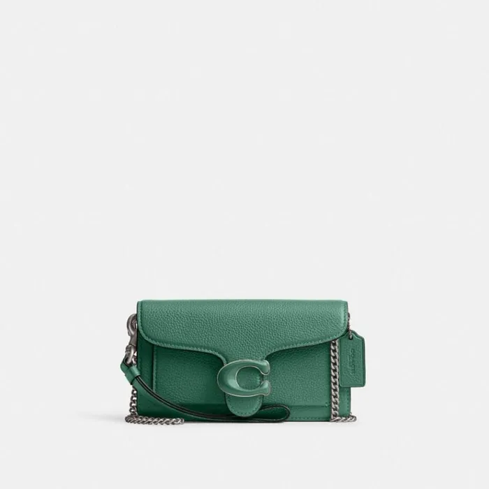 Women Clutches Coach Tabby Crossbody Wristlet Silverbright Green