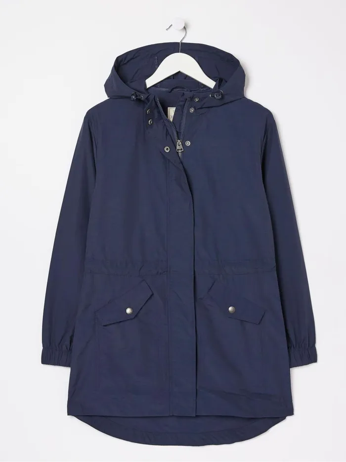 Women Coats and Jackets Fat Face Lily Blue Lightweight Parka Coat