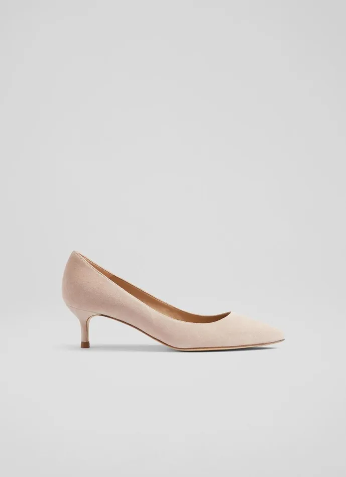 Women Court Shoes LKBennett Audrey Pale Pink Suede Closed Courts Pink
