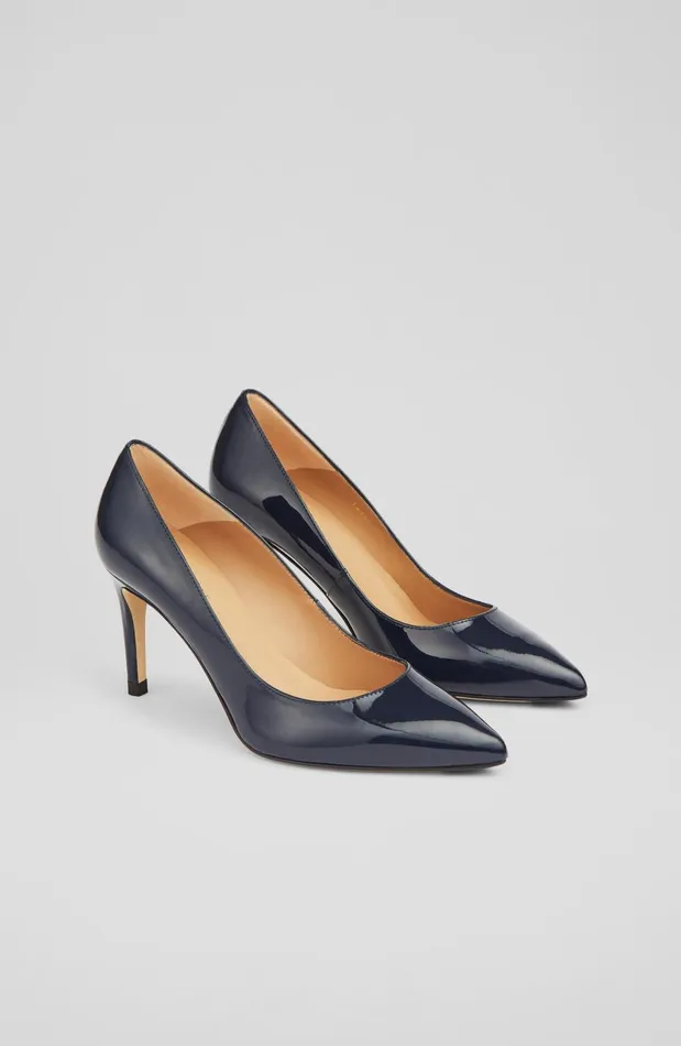 Women Court Shoes LKBennett Floret Navy Patent Leather Pointed Toe Courts Navy Blue Women Court Shoes LKBennett Floret Navy Patent Leather Pointed Toe Courts Navy Blue