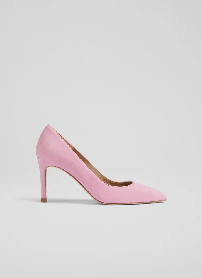 Women Court Shoes LKBennett Floret Pink Suede Pointed Toe Courts Pink