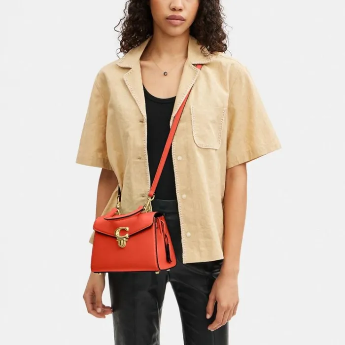 Women Crossbody Bags Coach Sammy Top Handle 21 Brasssun Orange