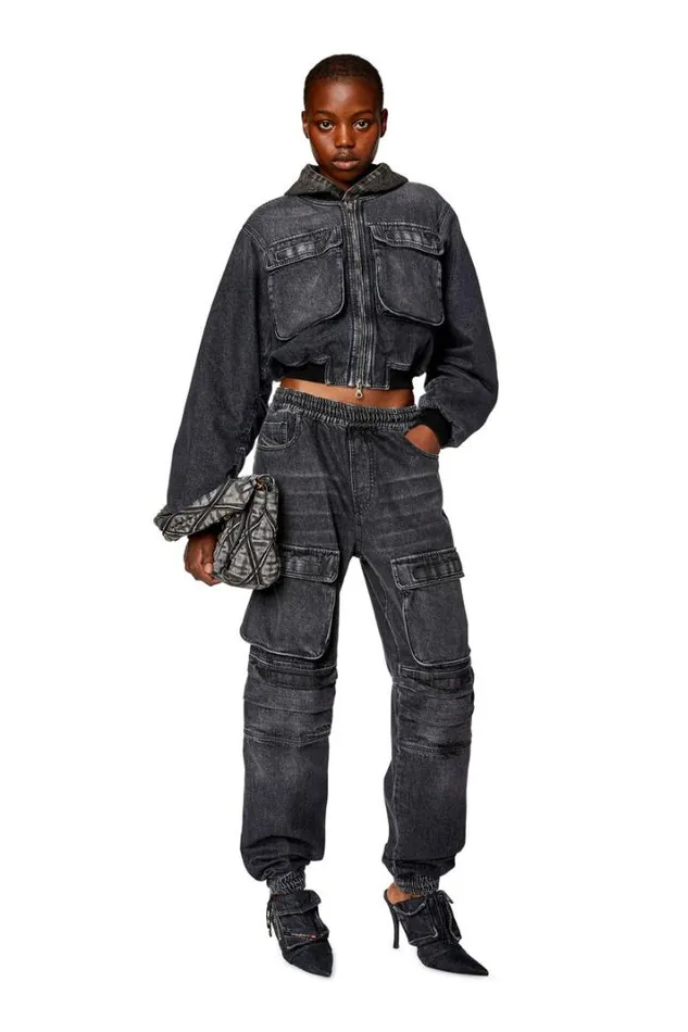 Women DeKhloS Black Diesel Outerwear And Jackets
