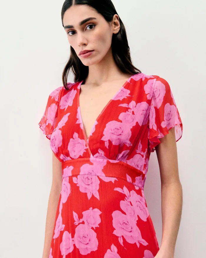 Women Dresses and Jumpsuits From Future Julia Short Sleeve Long Dress Summer Roses Red