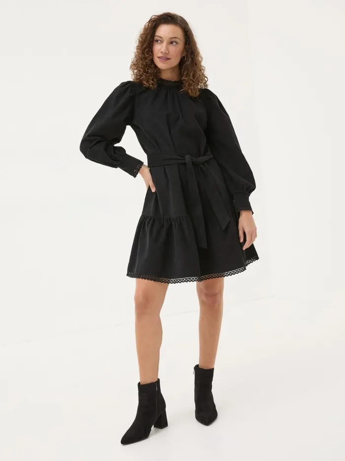 Women Dresses Fat Face Black Adley Cord 100 Cotton Dress