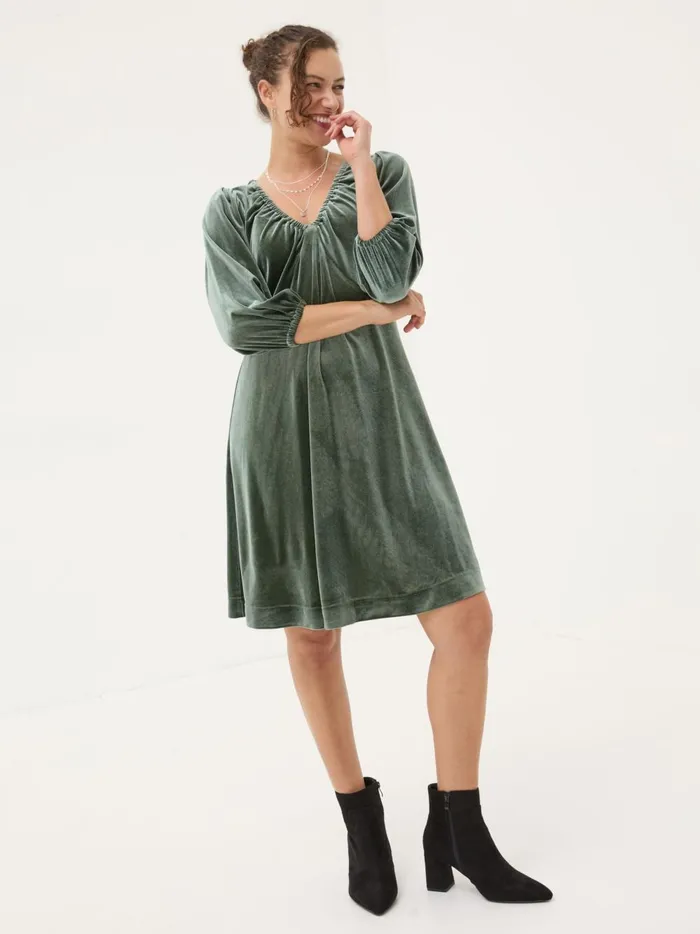 Women Dresses Fat Face Green Gracie Velvet Dress