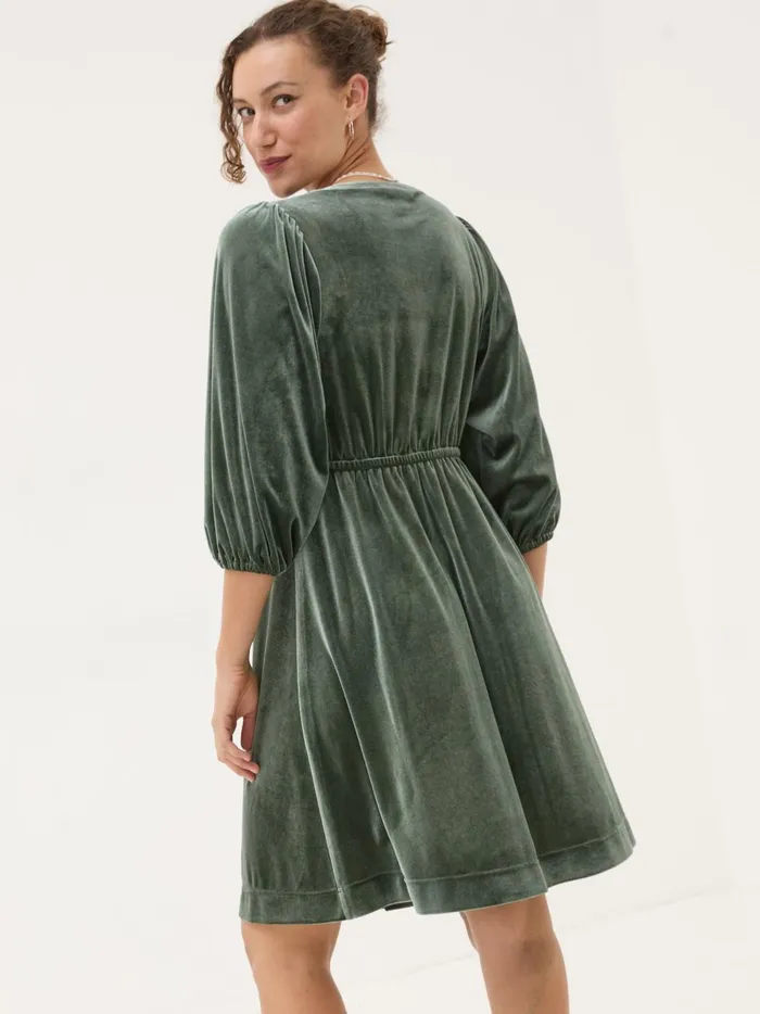 Women Dresses Fat Face Green Gracie Velvet Dress Women Dresses Fat Face Green Gracie Velvet Dress