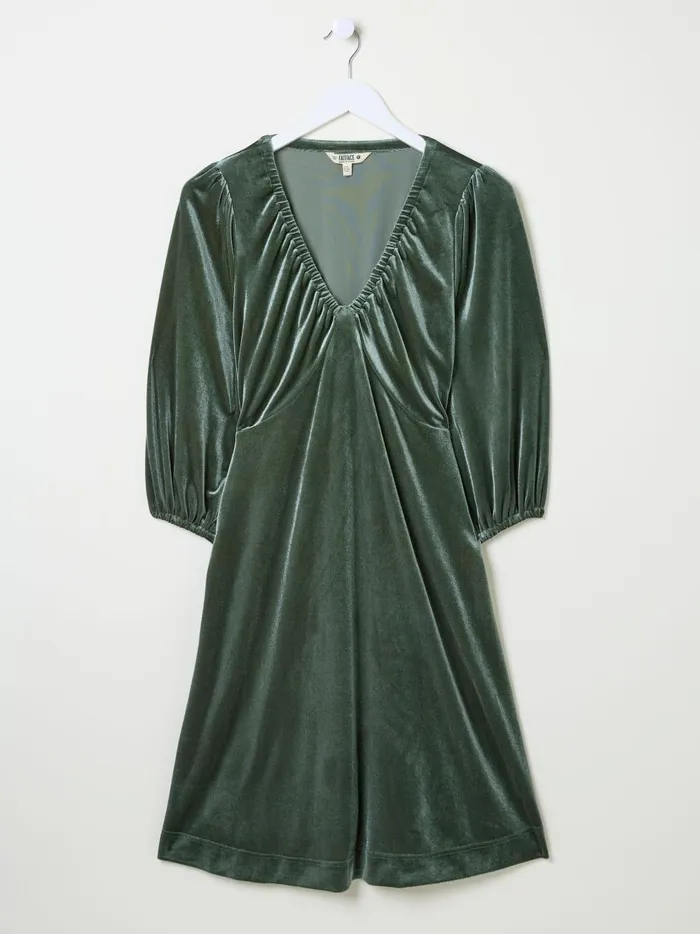 Women Dresses Fat Face Green Gracie Velvet Dress Women Dresses Fat Face Green Gracie Velvet Dress