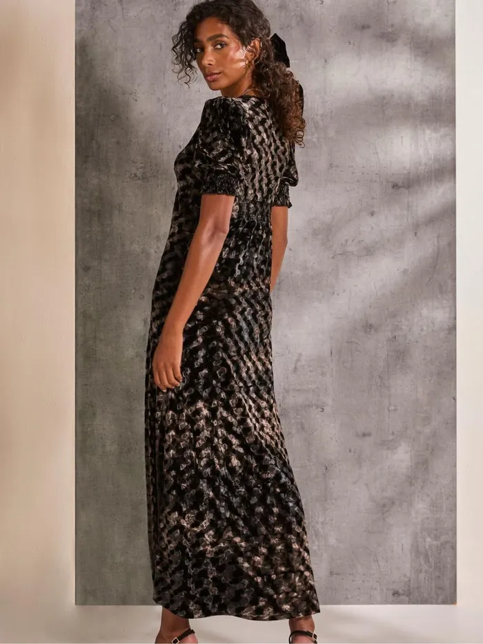 Women Dresses Fat Face Mia Black Hammered Velvet Midi Dress Women Dresses Fat Face Mia Black Hammered Velvet Midi Dress