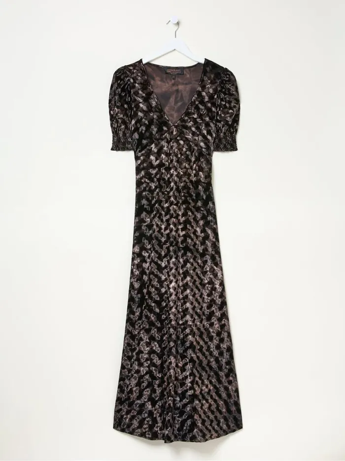 Women Dresses Fat Face Mia Black Hammered Velvet Midi Dress Women Dresses Fat Face Mia Black Hammered Velvet Midi Dress