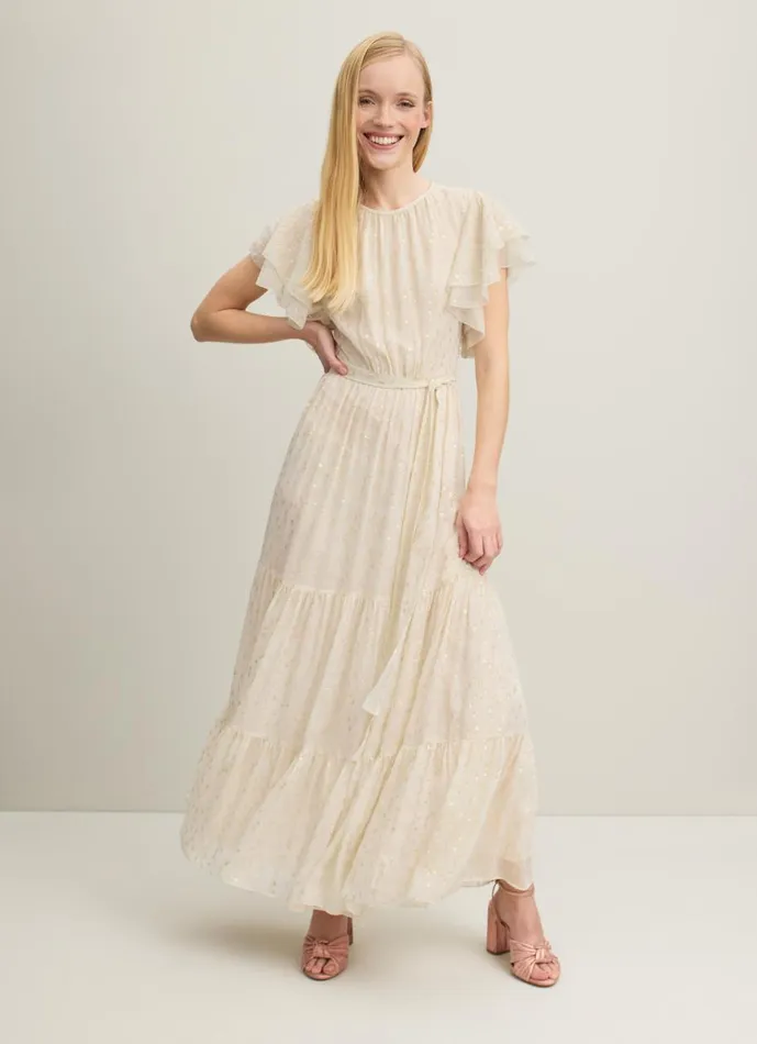 Women Dresses LKBennett Liv Cream And Gold SilkRich Maxi Dress Cream