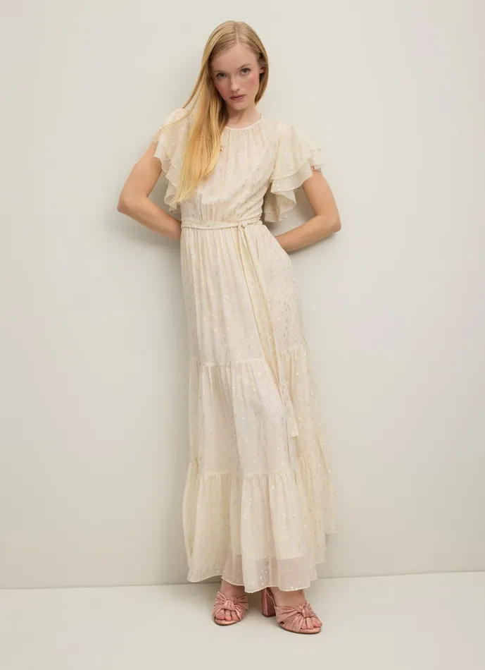 Women Dresses LKBennett Liv Cream And Gold SilkRich Maxi Dress Cream
