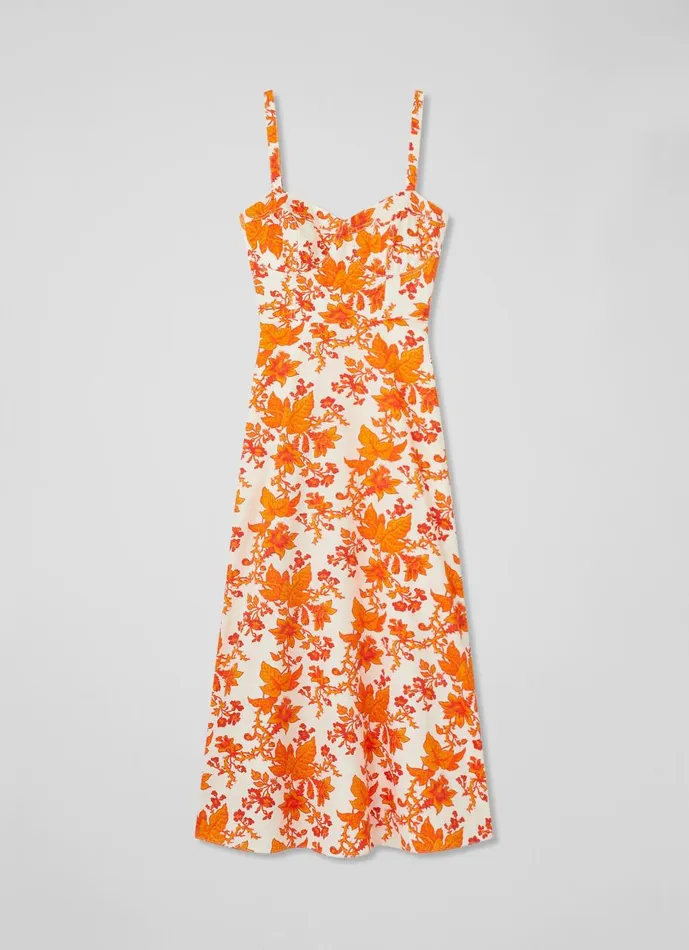 Women Dresses LKBennett Lucy Orange Vine Leaf Print Cotton Sun Dress Orange Women Dresses LKBennett Lucy Orange Vine Leaf Print Cotton Sun Dress Orange