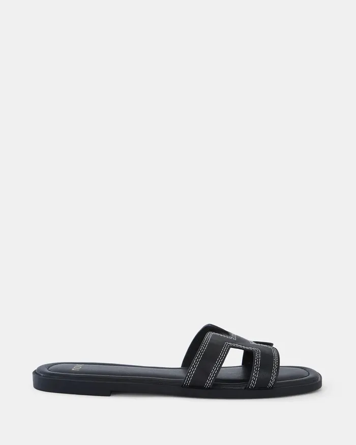 Women Flat Sandals NOVO Shoes SACHIE BLACKWHITE Flat Sandals