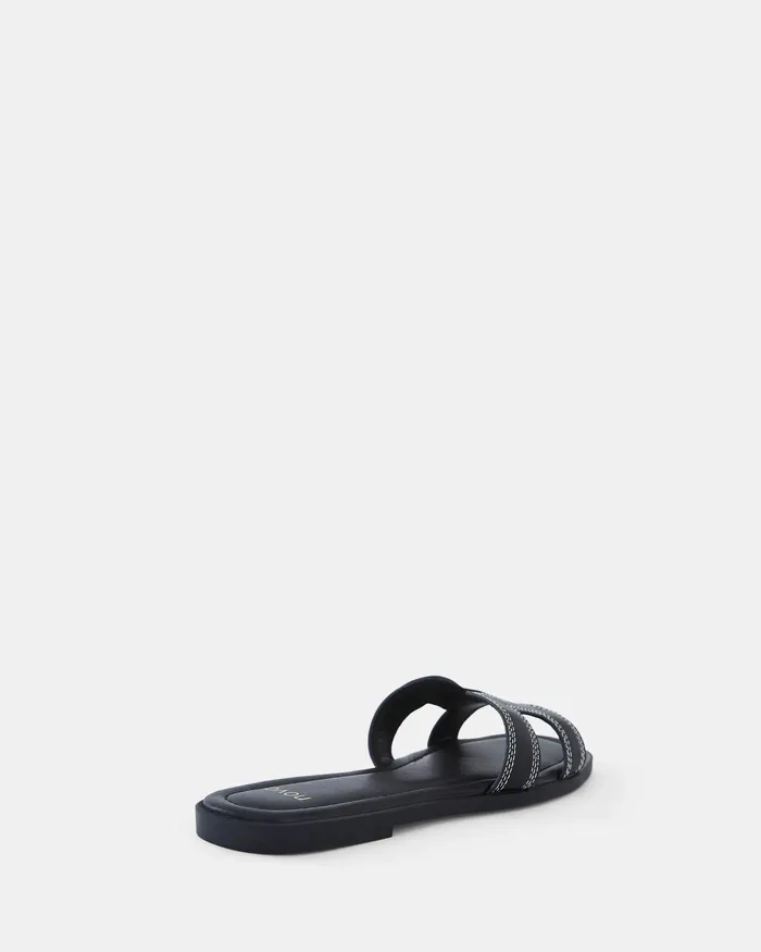 Women Flat Sandals NOVO Shoes SACHIE BLACKWHITE Flat Sandals