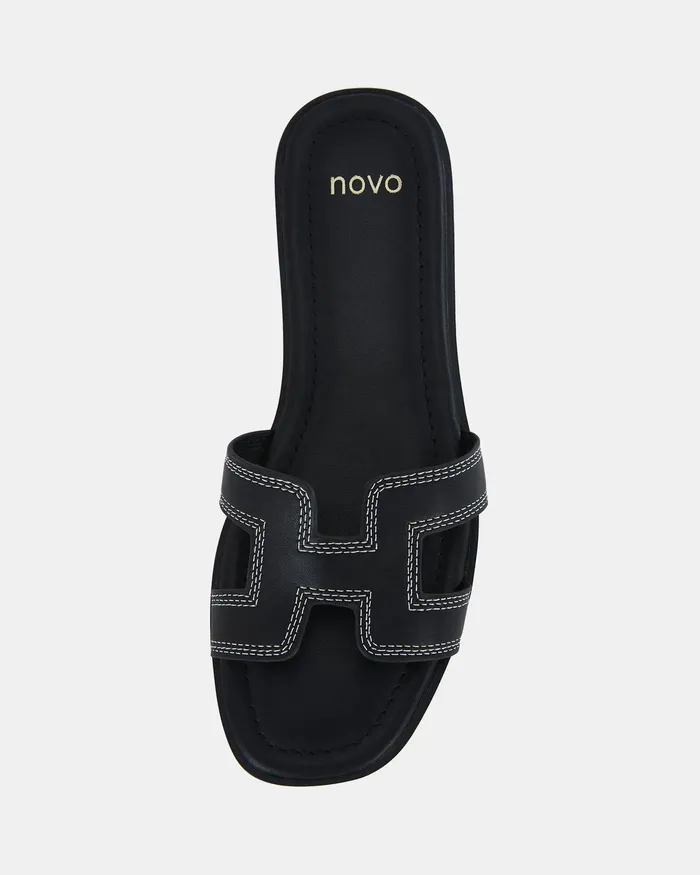 Women Flat Sandals NOVO Shoes SACHIE BLACKWHITE Flat Sandals