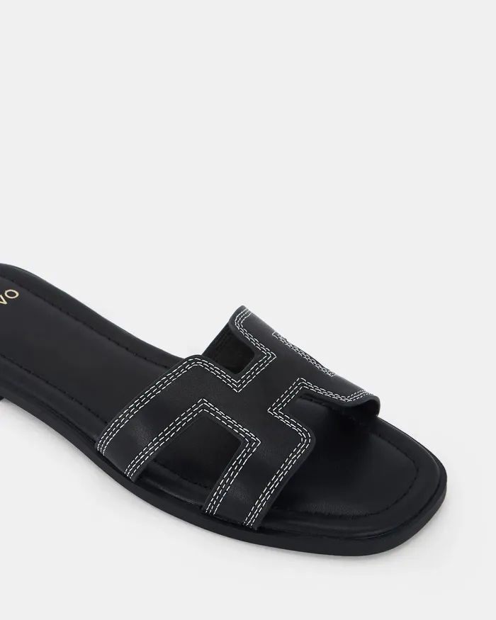 Women Flat Sandals NOVO Shoes SACHIE BLACKWHITE Flat Sandals