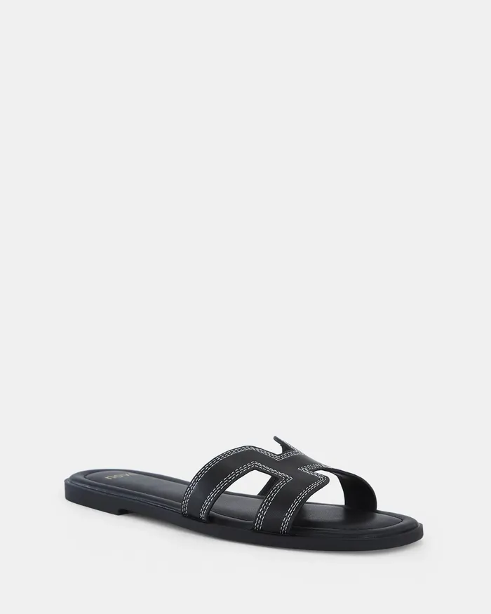 Women Flat Sandals NOVO Shoes SACHIE BLACKWHITE Flat Sandals