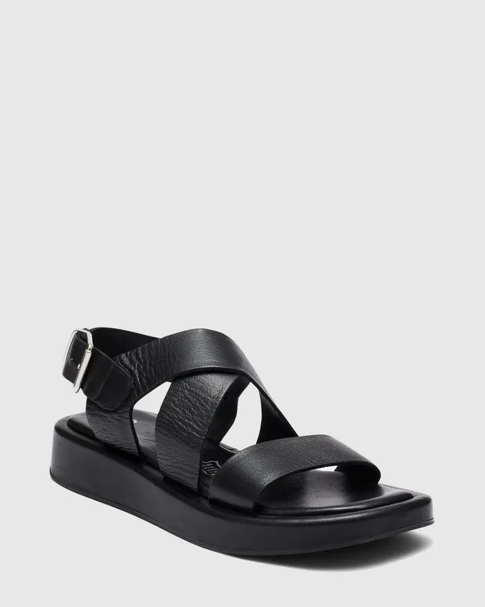 Women Flat Sandals NOVO Shoes VALERIA BLACK Flat Sandals