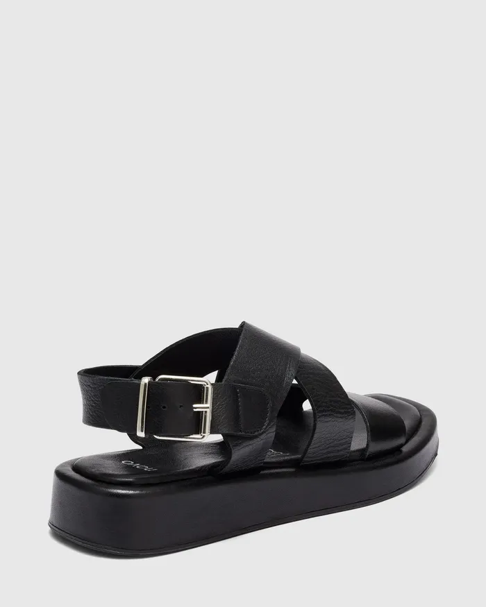 Women Flat Sandals NOVO Shoes VALERIA BLACK Flat Sandals