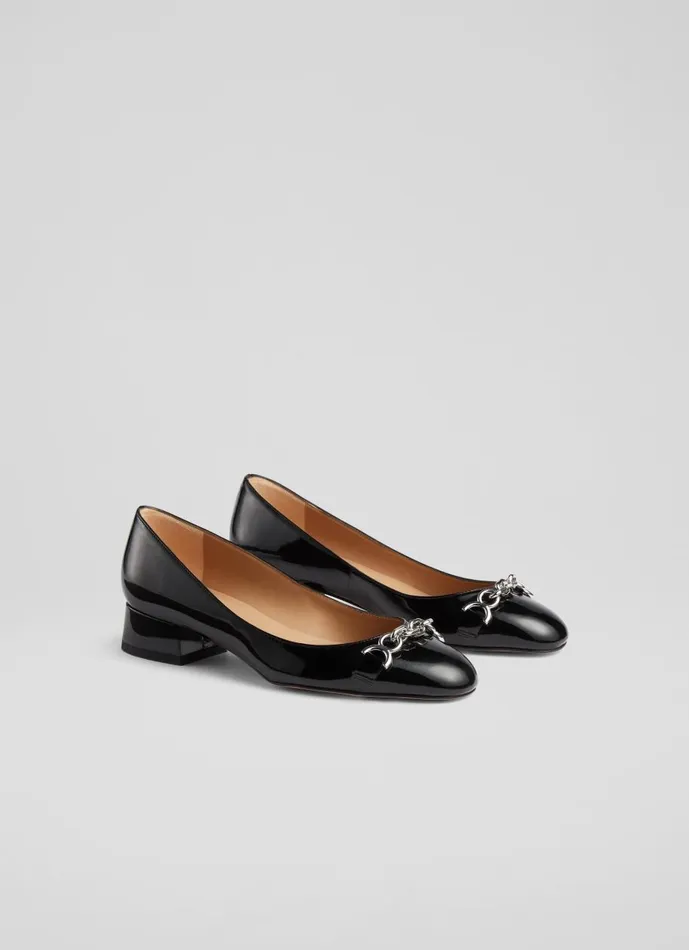 Women Flats LKBennett Blakely Black Patent Snaffle Pumps Black