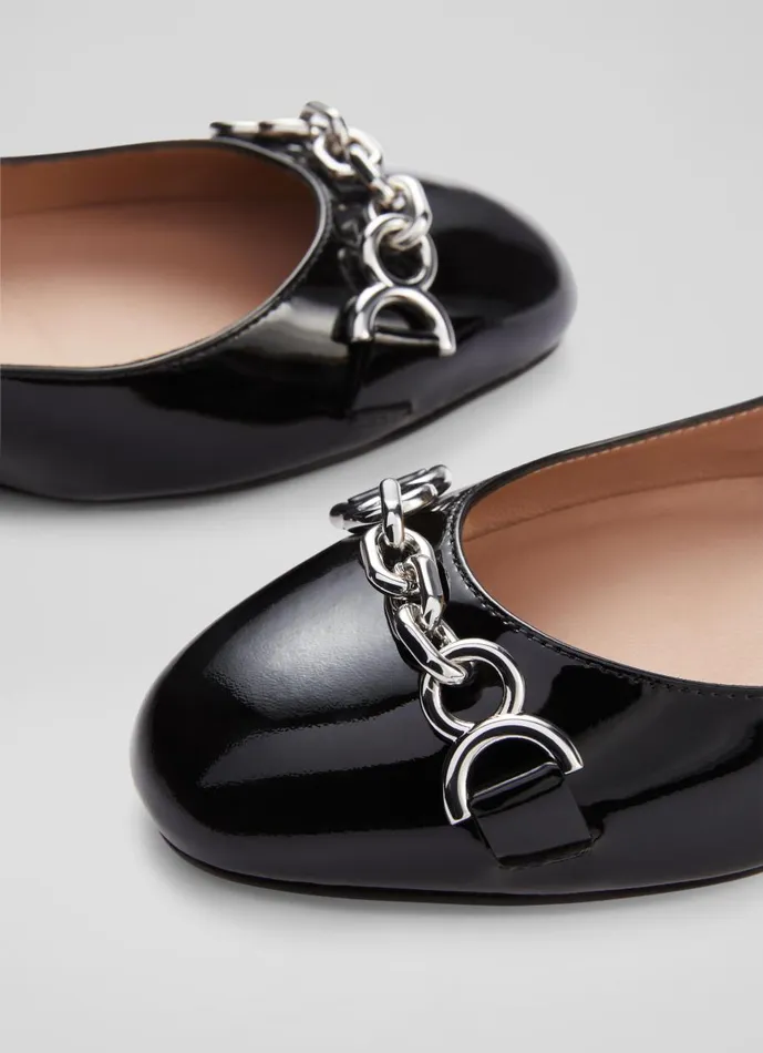 Women Flats LKBennett Blakely Black Patent Snaffle Pumps Black