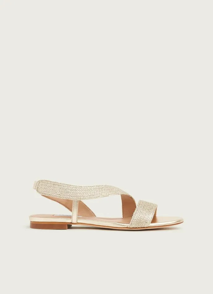 Women Flats LKBennett Rachel Gold Rope Flat Sandals Gold