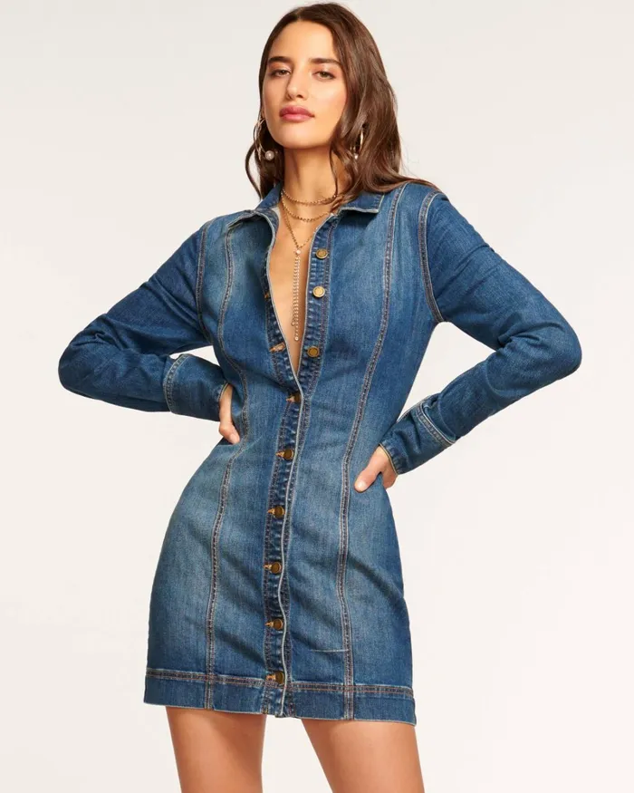 Women Gracelyn Denim Mini Dress Medium Wash Ramy Brook Dresses