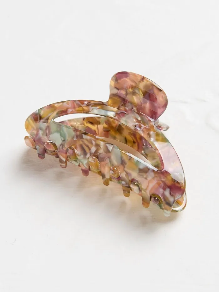 Women Hair Accessories Fat Face Pink Half Moon Claw Clip
