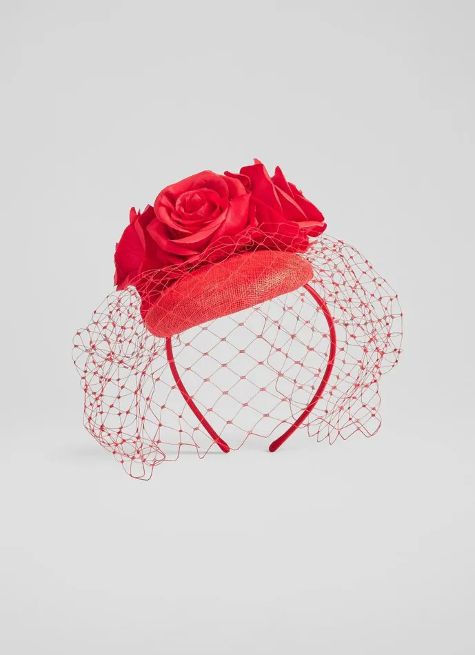Women Hats and Fascinators LKBennett Alice Red Netted Alice Band