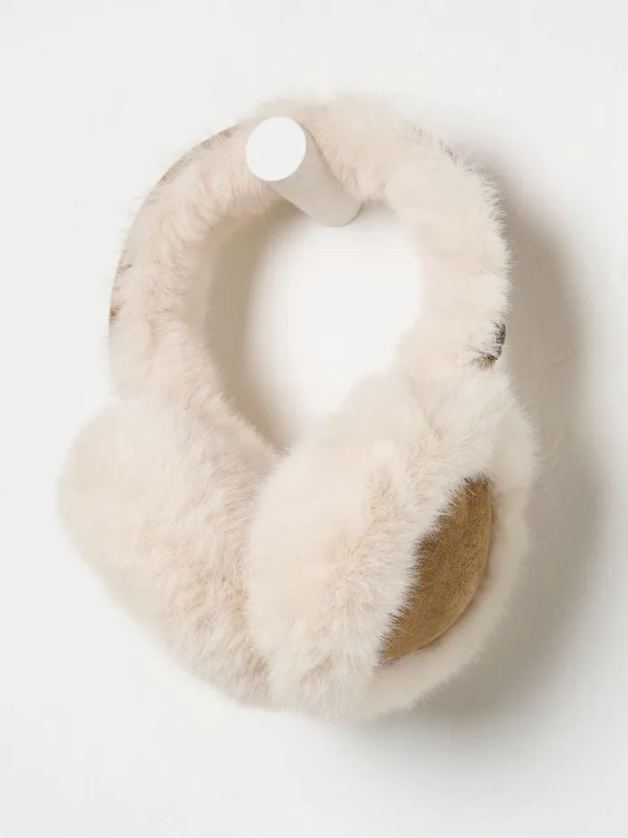 Women Hats Fat Face Brown Fluffy Earmuffs
