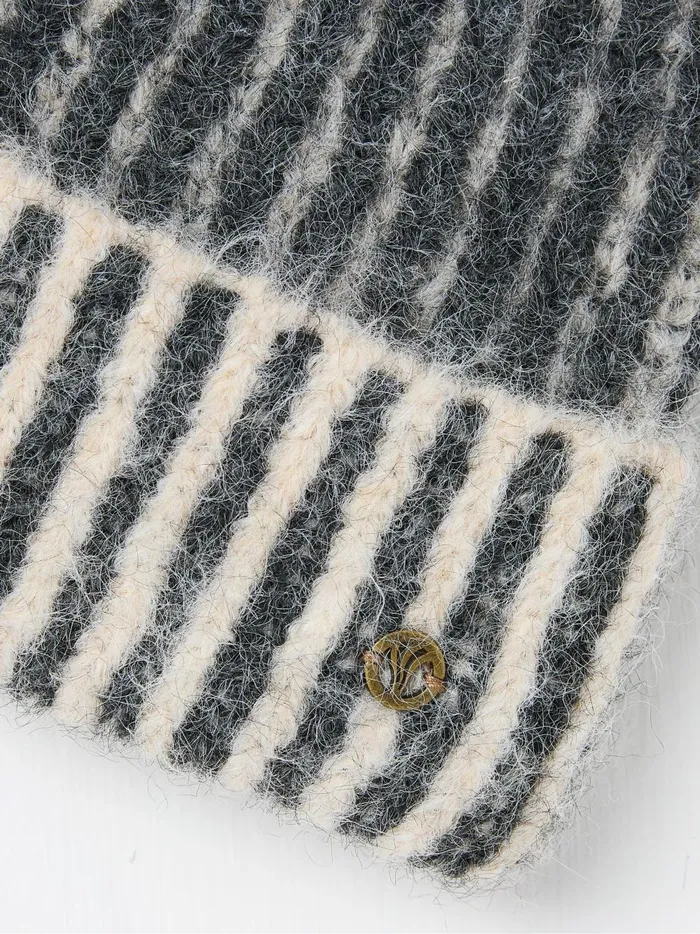 Women Hats Fat Face Grey Plaited Rib Beanie