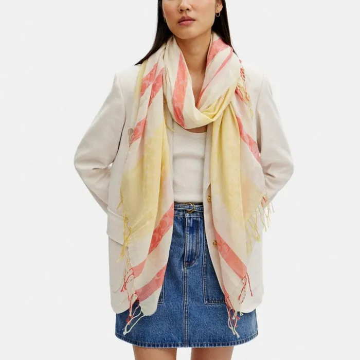 Women Hats Scarves and Gloves Coach Signature Striped Pareo Haysun Orange