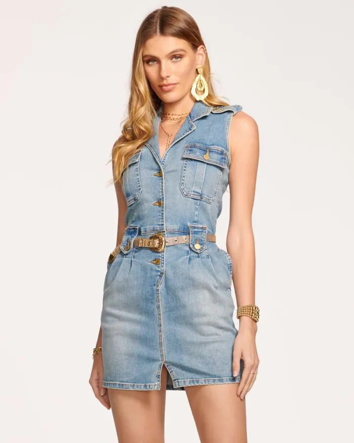 Women Hedi Denim Mini Dress Light Wash Ramy Brook Dresses