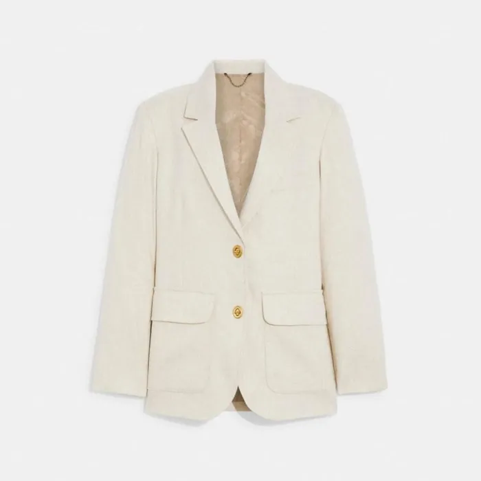 Women Jackets and Outerwear Coach Relaxed Summer Blazer Khaki