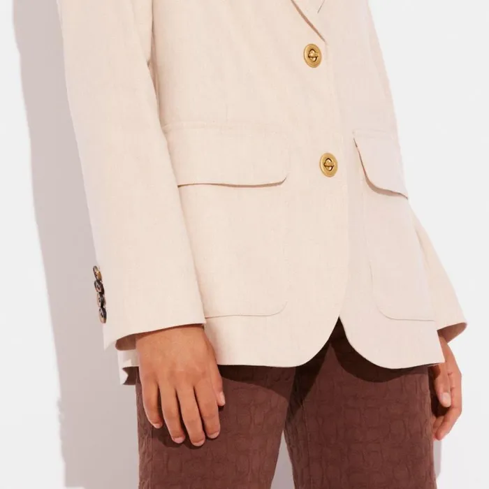 Women Jackets and Outerwear Coach Relaxed Summer Blazer Khaki