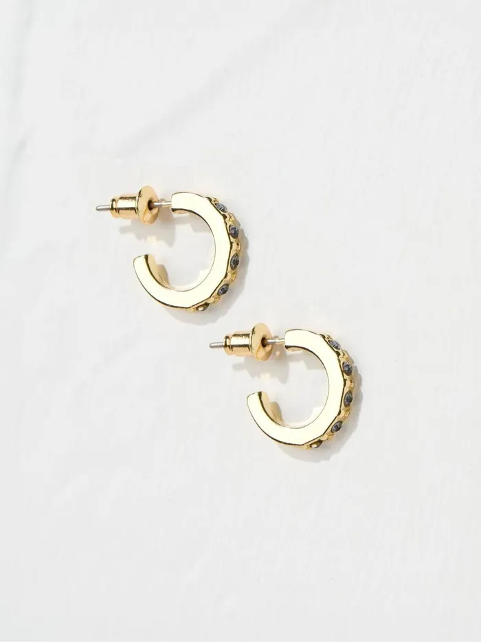 Women Jewellery Fat Face Gem Blue Huggy Hoops Earrings