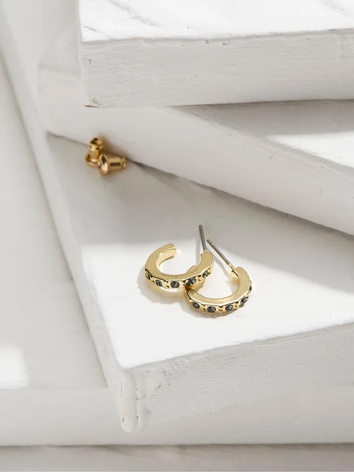 Women Jewellery Fat Face Gem Blue Huggy Hoops Earrings
