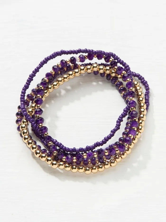 Women Jewellery Fat Face Purple Multi Stretch Bracelet