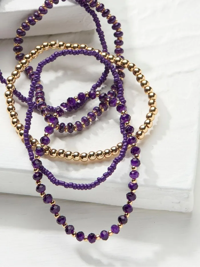 Women Jewellery Fat Face Purple Multi Stretch Bracelet