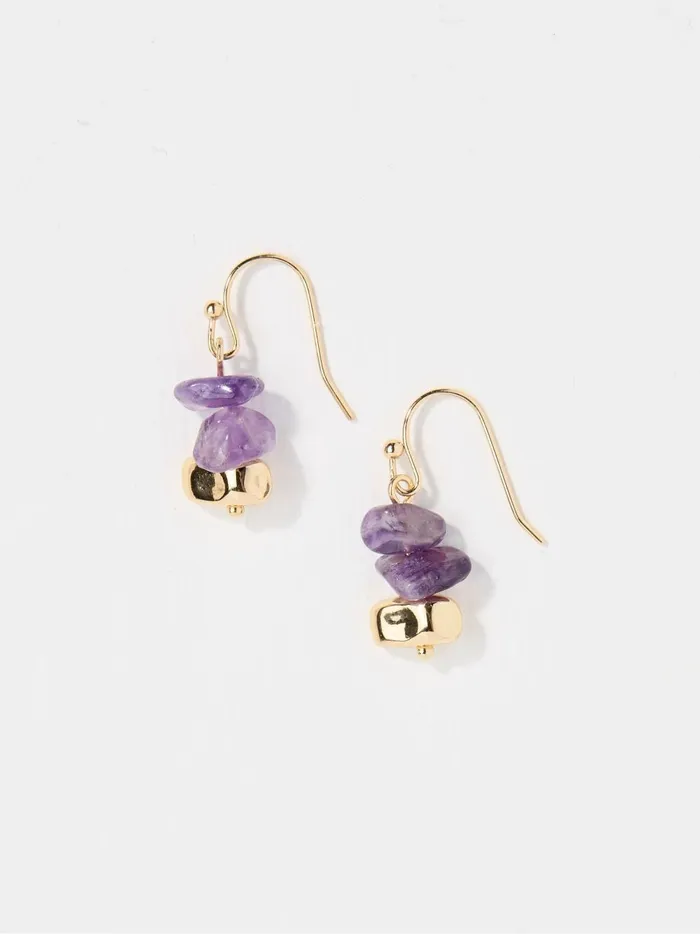Women Jewellery Fat Face Purple Stone Drop Earrings