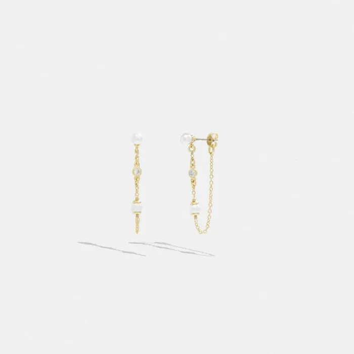 Women Jewelry Coach Classic Pearl Chain Earrings Goldpearl
