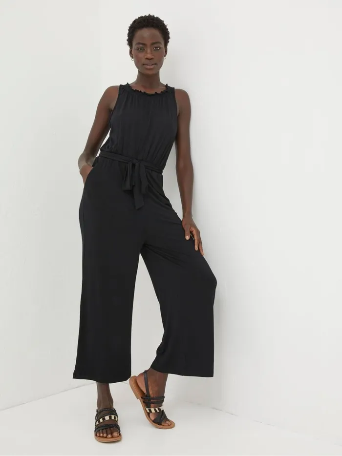 Women Jumpsuits and Playsuits Fat Face Black Haylie Jersey Jumpsuit