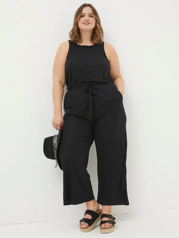 Women Jumpsuits and Playsuits Fat Face Black Haylie Jersey Jumpsuit