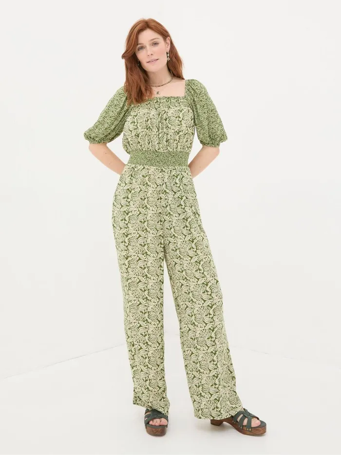 Women Jumpsuits and Playsuits Fat Face Eva Green Damask Floral Jumpsuit