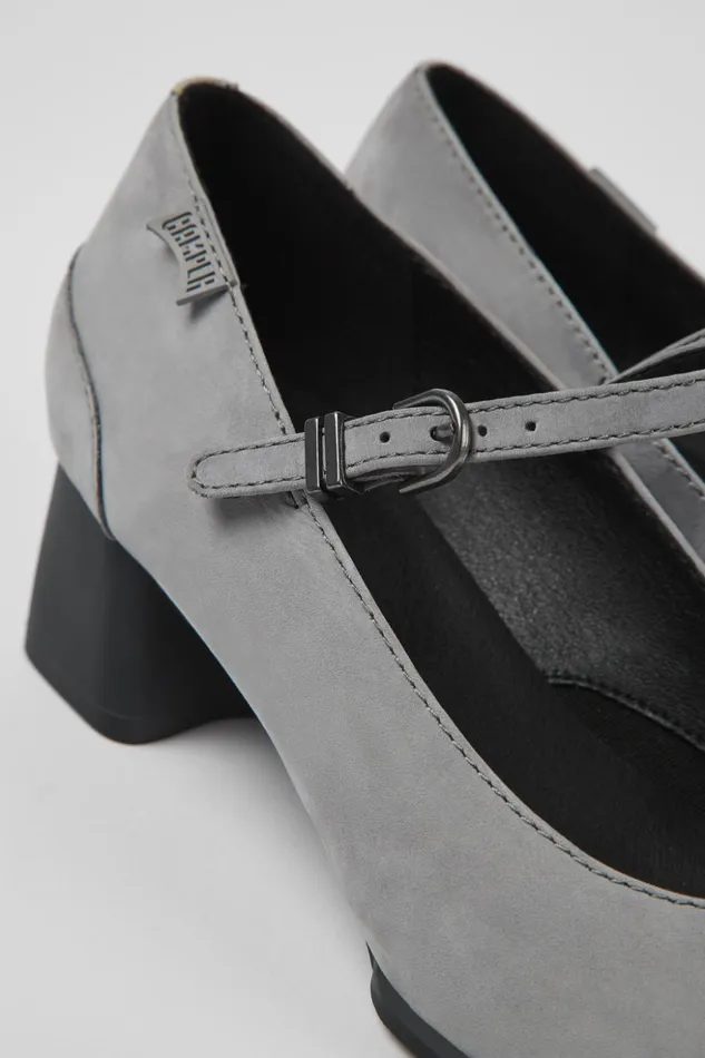 Women Katie Gray Nubuck Mary Jane Heels Camper Ballerinas