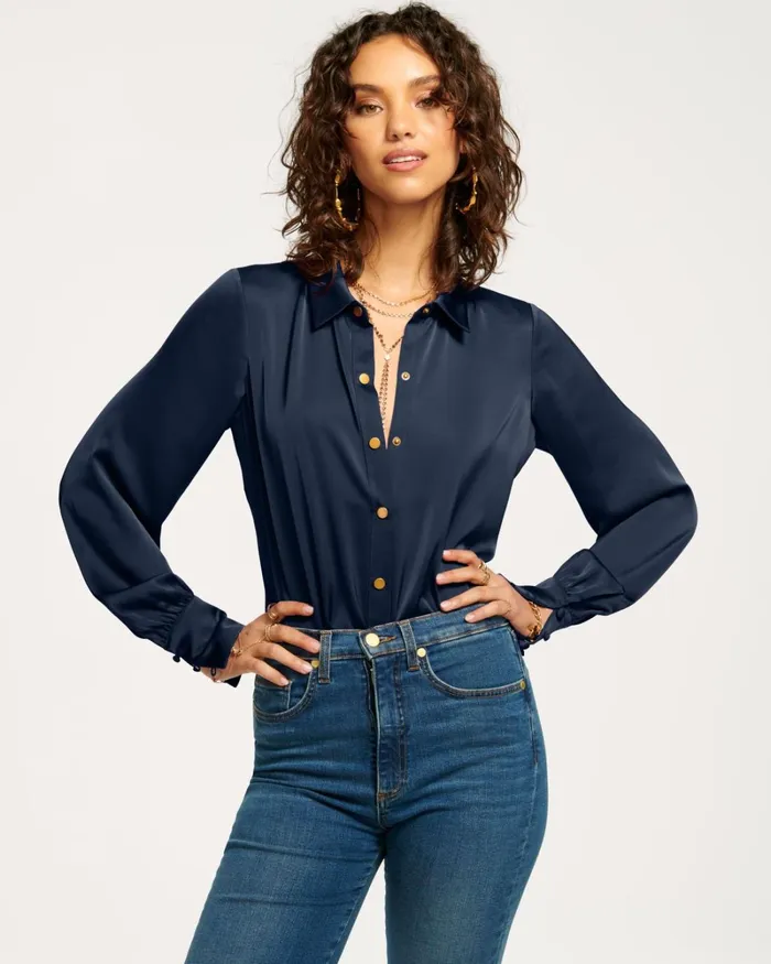Women Kayla Button Up Bodysuit Sandstone Ramy Brook Tops